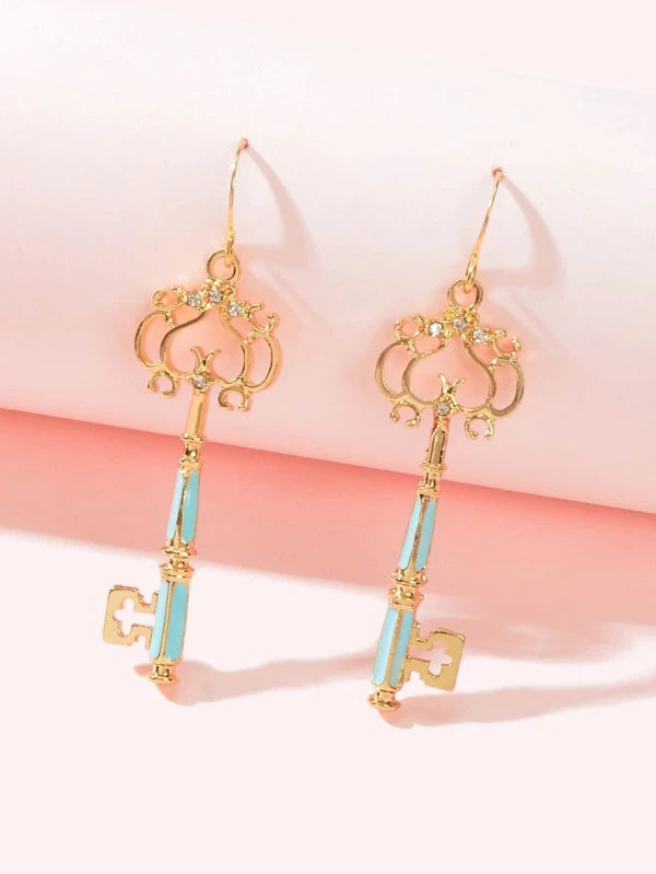 Rhinestone key earrings deals