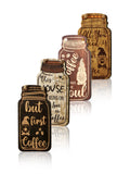 4 Pc Coffee Gnome Mason Jar Wall Hanging Set