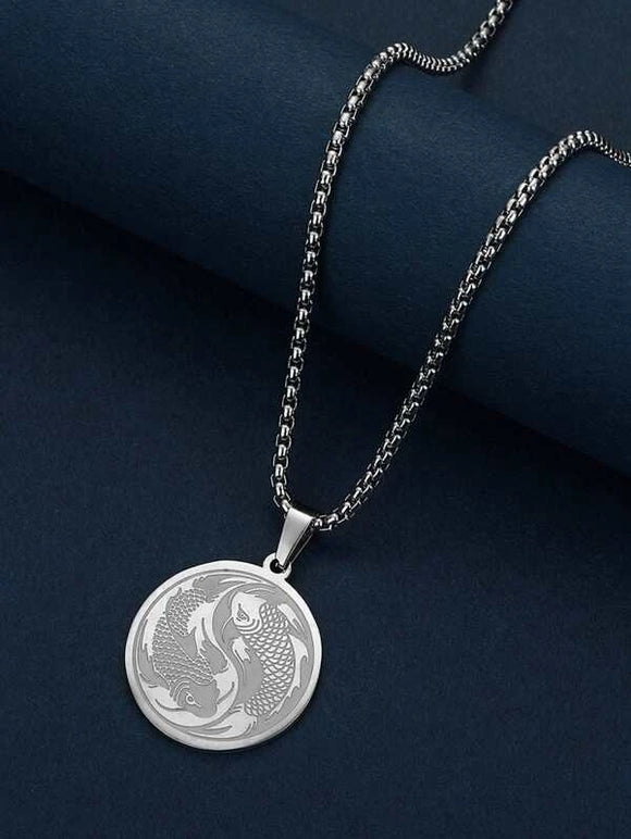 Koi Fish Pair Silver Necklace