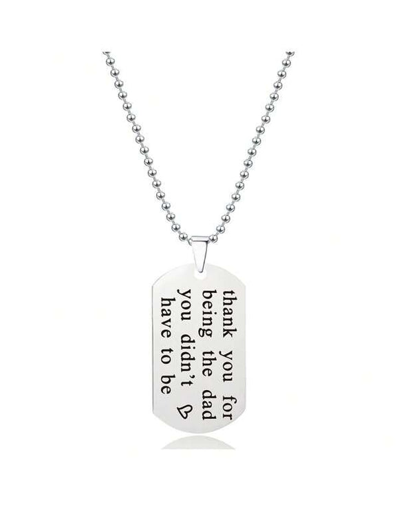 Stainless Steel Heart & Slogan Pendant Silver Necklace