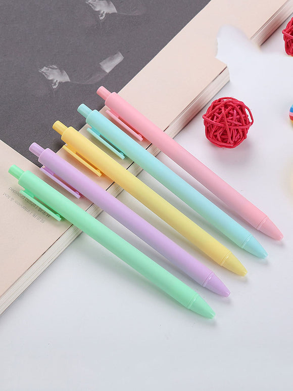 5 Pcs Simple Candy Colored Macaroon Ballpoint Pens