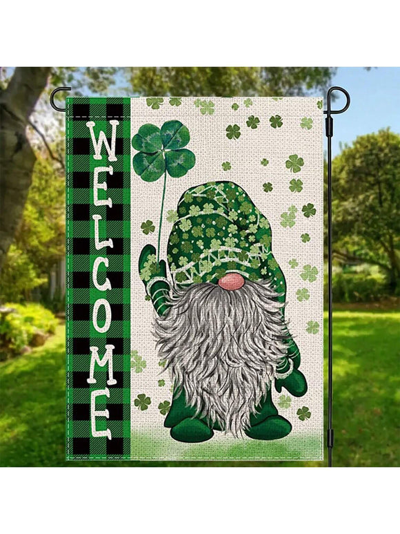 Welcome St. Patrick's Day Garden Flag with Irish Gnome Detail