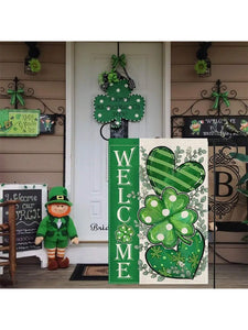 Welcome St. Patrick's Day Garden Flag with Heart and Shamrock Detail