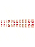 Strawberry and Floral Pattern Red Tip Short Square Nail Set