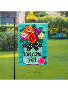 Welcome Y’all Floral Garden Flag