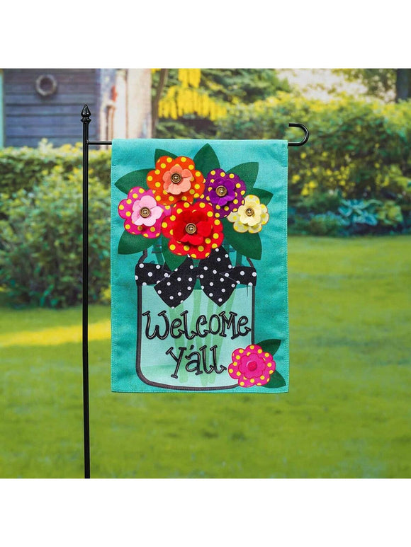 Welcome Y’all Floral Garden Flag