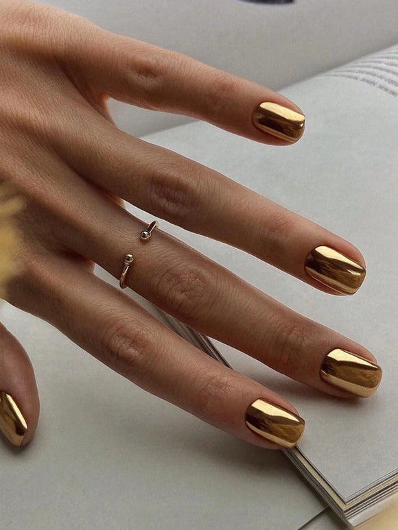 Gold Chrome Medium Square Nail Set