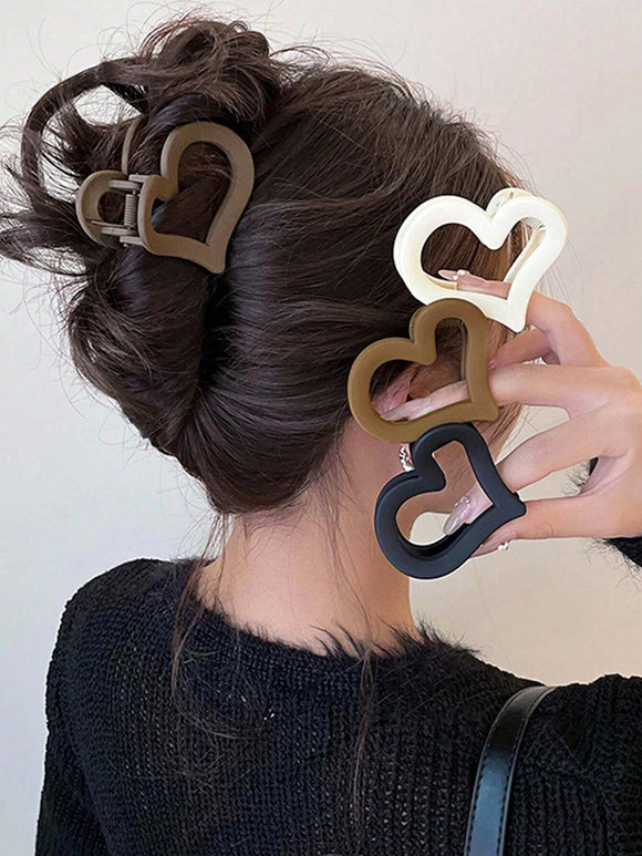 4pcs Ladies Lightweight Plastic Acrylic Heart Shaped Hair Clips
