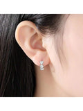 Cubic Zirconia Floral Huggie Style Hoop Earrings
