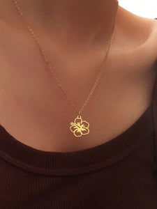 Stainless Steel Gold Hibiscus Flower Necklace