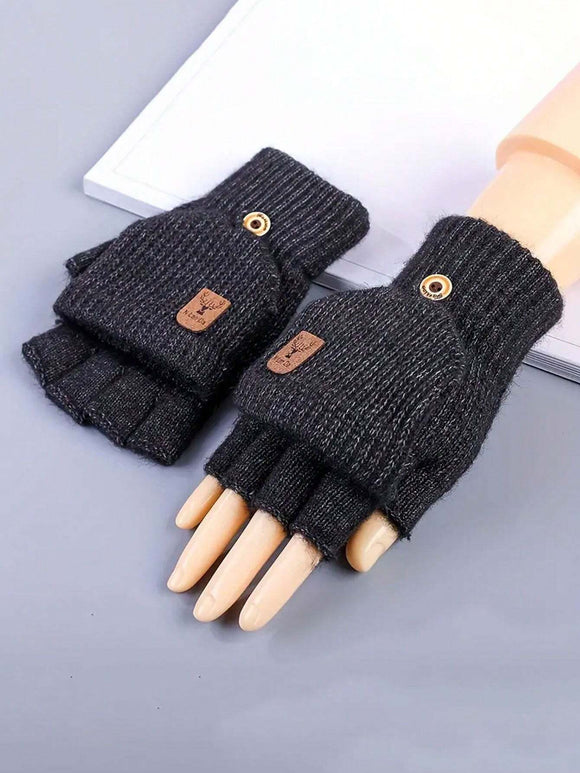 Dark Grey Touchscreen Fingerless Gloves