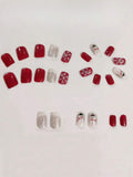 24 piece Christmas Snowman and Snowflake Short Square Nail Set
