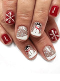 24 piece Christmas Snowman and Snowflake Short Square Nail Set