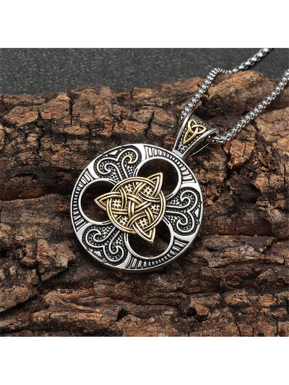 Vintage Celtic Knot Tri-Pendant Necklace