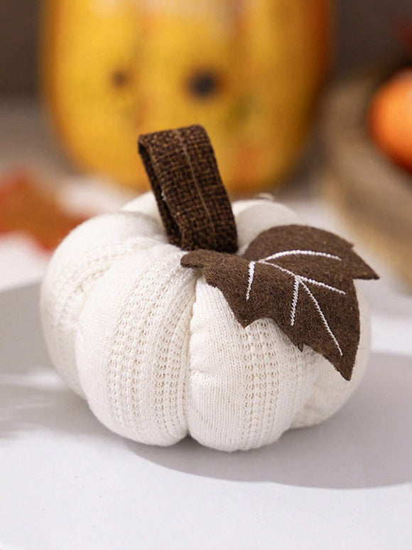 1 pc Harvest Festival White Cable Knit Sweater Design Pumpkin