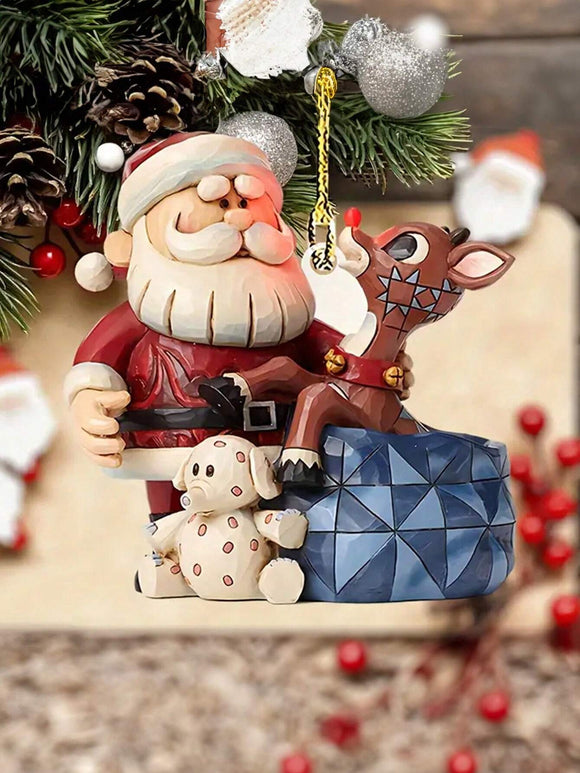 Rudolph Santa and Misfit Toy Acrylic Ornament
