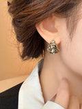 Smoky Quartz and Hematite Hoop Earrings