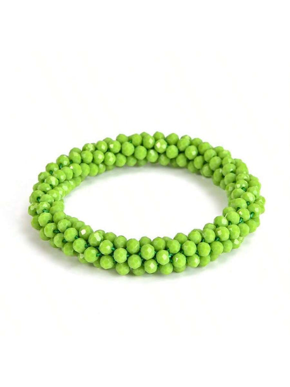 Shimmery Lime Green Bead Stretch Bracelet