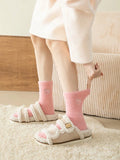 5 Pair Multi Colored Heart Print Fuzzy Sock Set