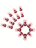 24 pc Red Heart Medium Square Nail Set