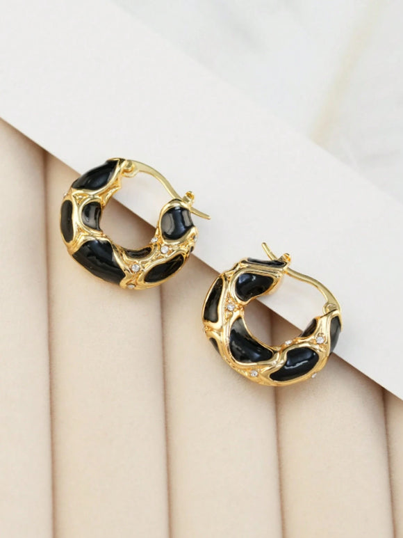 Luxury Vintage Enamel U-Shape Leopard Print Earrings