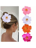 4 Pc Multi Color Hibiscus Flower Clips