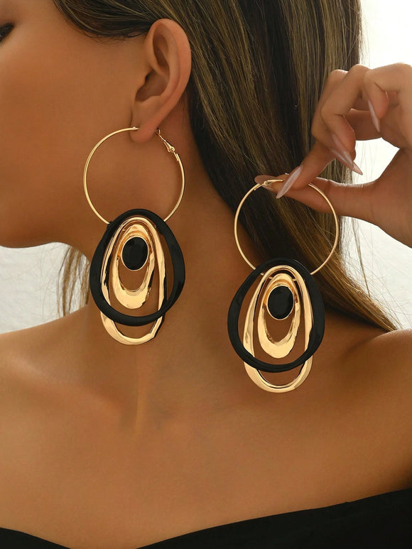 Metal Splice Exaggerated Punk Style Hoop Earrings