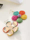 Woven Colorful 5-Petal Flower Earrings