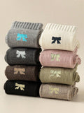 7 Pairs Of Multi Color Women's Cute Bow Design Socks