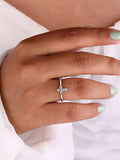 Cubic Zirconia Silver Cross Ring