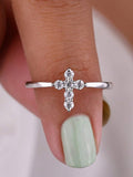 Cubic Zirconia Silver Cross Ring