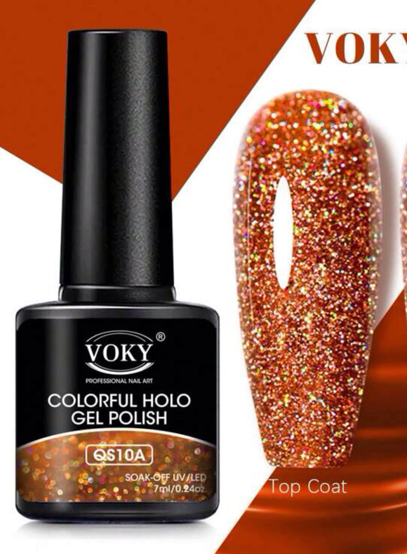 Voky Orange Glitter Gel Nail Polish