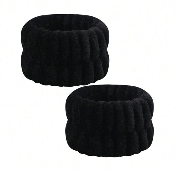 2 pc Super soft Black Wristband Set