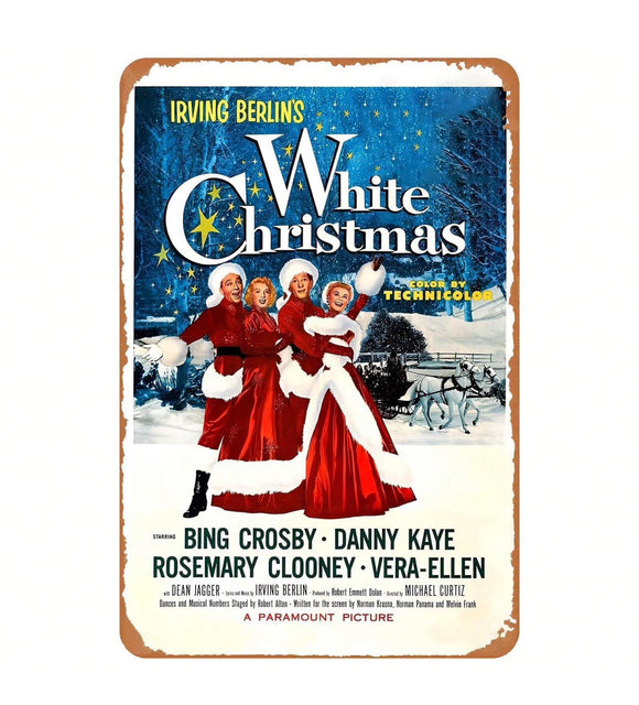 Vintage White Christmas Movie Poster Metal Sign