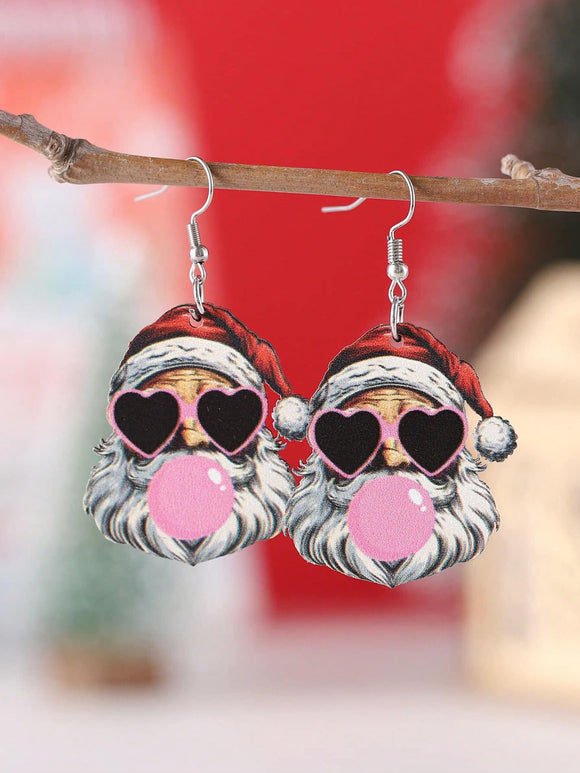 Christmas Bubble Blowing Santa Claus Drop Earrings