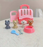 8 Pc Dog Carrier and Animal Set Pink