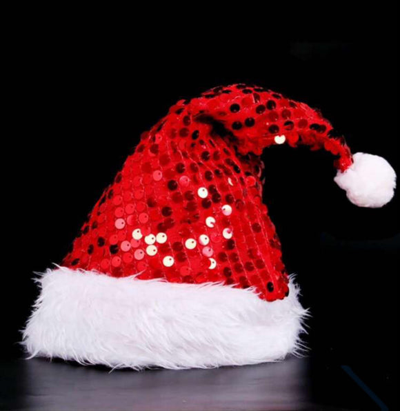 Red Large Sequin Santa Hat