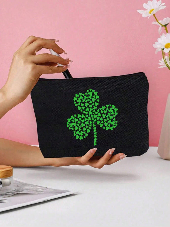 3 Leaf Clover Design Cosmetic Bag