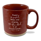 Joyful Red Ceramic Coffee Cup with Scripture Detail