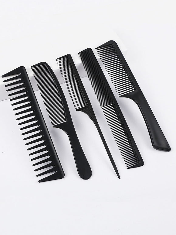 5 Pc Salon Black Comb Set