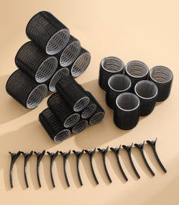 30 Pc Self Grip Black Hair Rollers Set