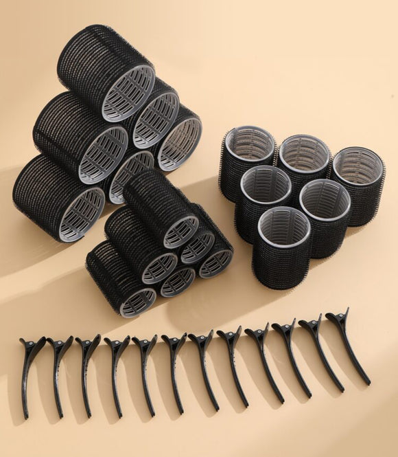 30 Pc Self Grip Black Hair Rollers Set