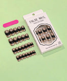 Black and Gold Glitter Short Square Nail Set