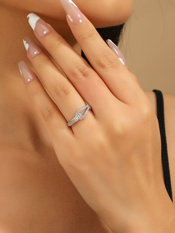 Knot Design Cubic Zirconia Silver Ring