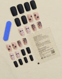 Halloween Mummies and Spiderwebs Matte Black Short Square Nail Set