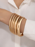 5 pc Smooth Gold Bangle Bracelet Set