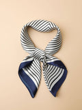 Navy and White Striped Satin Bandana