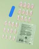 White Design Long Almond Nail Set