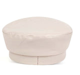 Beige PU Leather Baker Boy Hat