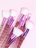 10 Pc Pink Glitter Makeup Brush Set